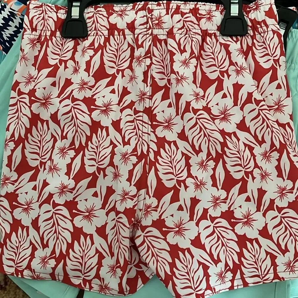 Class Club Starting Out Boys Hibiscus Palm Print Floral Coastal Swim Shorts 6/7